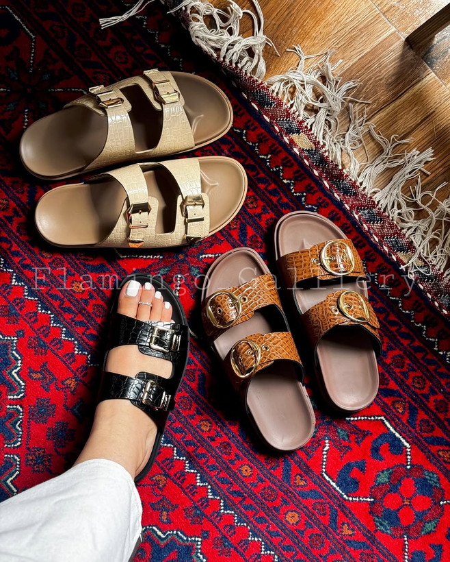 صندل چرمی دو سگک