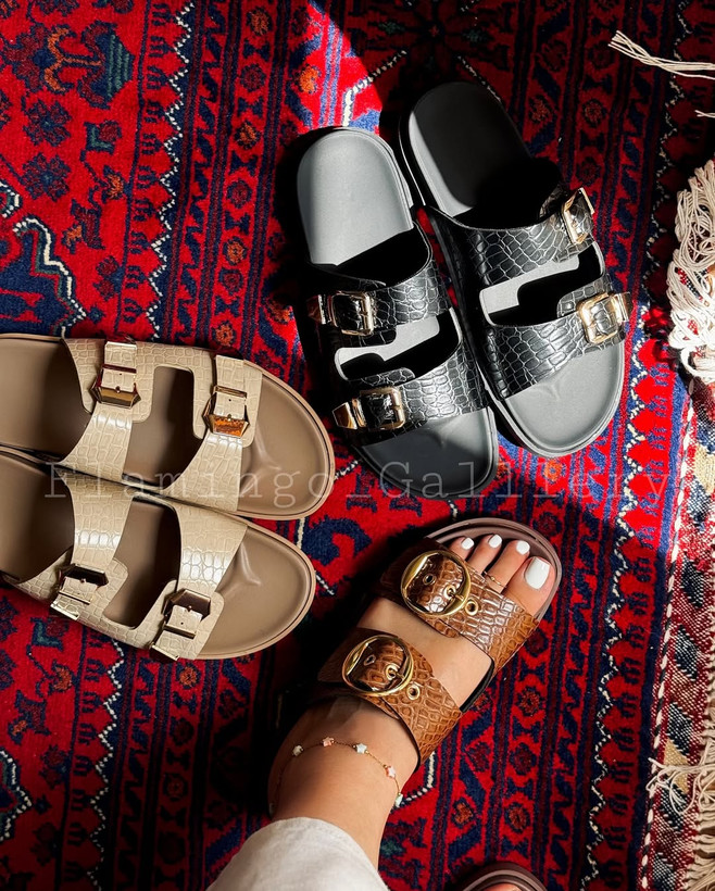 صندل چرمی دو سگک